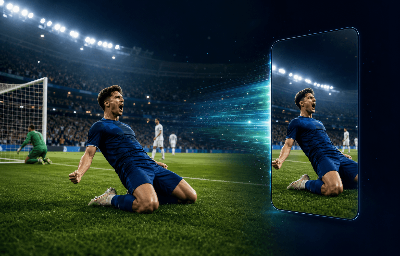 AI football clipping workflow turning a goal celebration into a vertical video